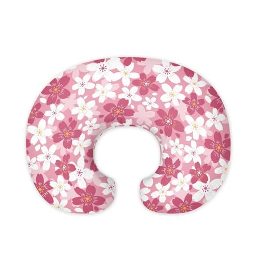 Hechitok Pink Cherry Blossoms Nursing Pillow Covers, Nursing Pillow Slipcovers Breastfeeding Newborn Infant Feeding Cushion Cover Case
