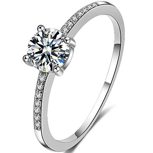 Jude Jewelers Platinum Plated Wedding Engagement Eternity Solitare Anniversary Statement Promise Ring (Silver, 8)