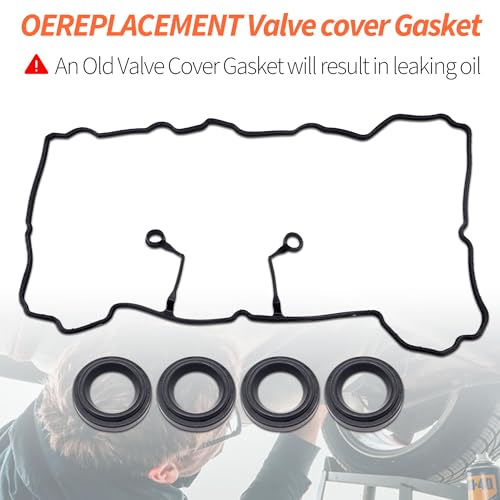 Image of HiSport Engine Cylinder Valve Cover Gasket Kit VS50824R - Compatible with Hyundai Elantra Coupe Elantra GT ix35 Sonata Tucson Compatible with Kia Forte Optima Soul Sportage 1.8L 2.0L 2011-2021