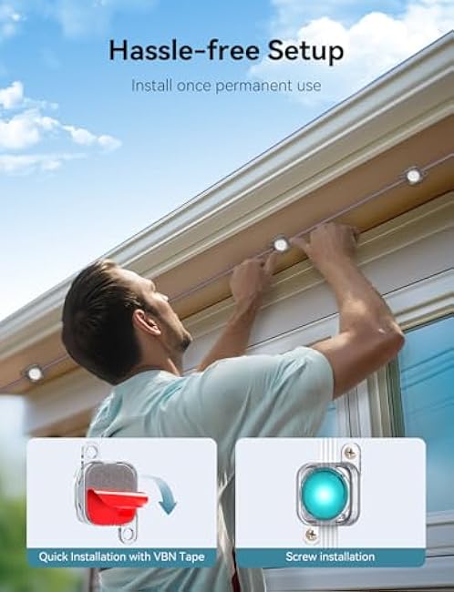 Permanent Outdoor Lights -RGB Eaves Lights 100FT with 50 LED IP67 Waterproof, Smart Outside LED Christmas Lighting for House, Eternity Light for Holiday, Daily Lighting