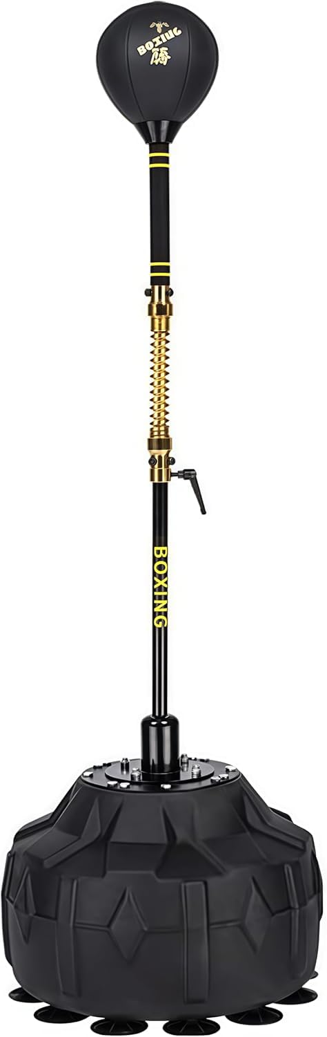 Borsa da Fitness Cobra, Sacco da riflessi, Regalo con 4 Palline di Ricambio e guantoni da Boxe, Sacco da Boxe autoportante con Supporto e Altezza Regolabile.