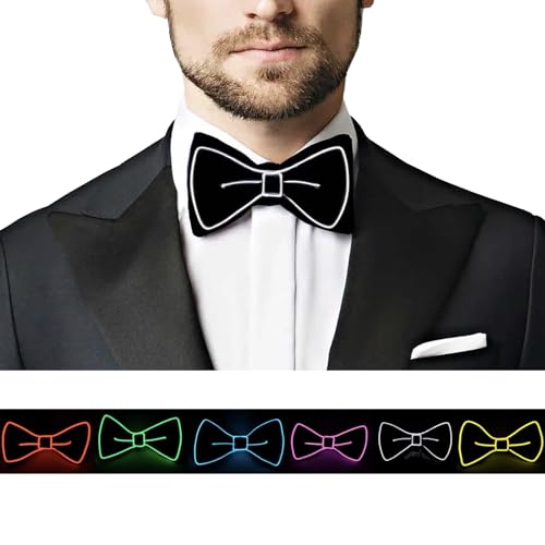 SOUTHSKY Flashing LED Bow Tie Neon EL Wire Light Up for Halloween,Costume,Parties,Festival, Cosplay (White)