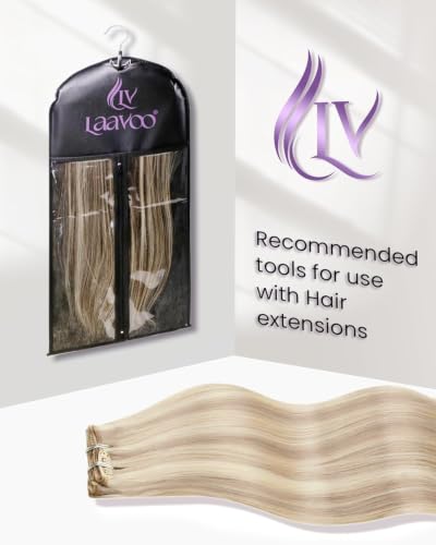 Image of LaaVoo Clip In Human Hair Extensions, 20 Inch 5Pcs 80g | Human Hair Clip In Extensions Feature Stable Color Pigment, Cooperate With Standard Hair Care Routines