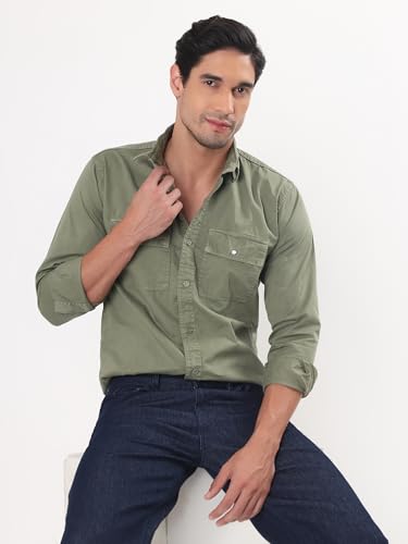 Image of Premium Men Plain Shirt Full Sleeve | Button Down Collar RFD Lightweight Fabric | Regular Fit Casual Wear Shirt with Double Pocket Design