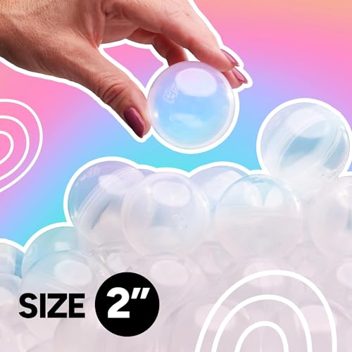 Image of Entervending Empty Clear-Colored Round Capsules 2 inch 25 pcs Bulk 7 Colors Capsule for Toy Gumball Machines Plastic Containers Surprise for Kids Party