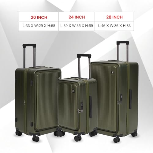Image of SWISS MILITARY Black Gold Collection Jade Hard Top Trolley Bag, Durable PC Luggage with TSA Lock, 8,Wheel Spinner, Expandable Storage & Anti,Theft Zipper, 56L Travel Suitcase in Olive, 20 Inch