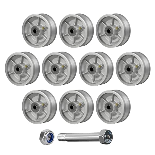 Image of 5 Inch V-Groove Steel Wheel, 7 /8 inch Wide 90 Groove, Fits 1 inch Angle Iron Track, Heavy Duty Industrial Track Wheel with Relief Groove, High Load Capacity(10 Pack)