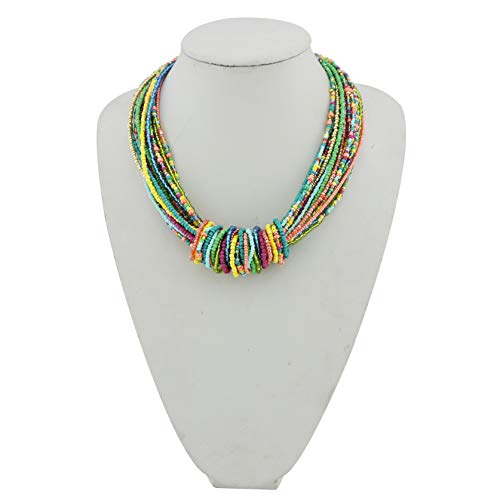 Bocar Chunky Statement Colorful Seed Beads Women Choker Collar Necklace (309) #TOP1