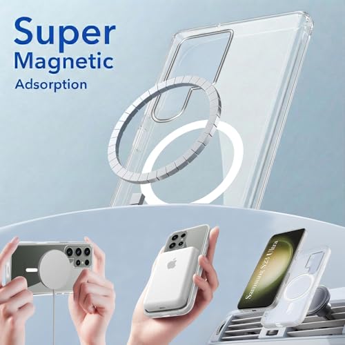 Image of Jkobi Lifetime Anti-Yellow MagSafe Compatible Clear Back Cover Case for Samsung Galaxy S23 Ultra (Sleek Hard Crystal | Shockproof and Camera Protection)