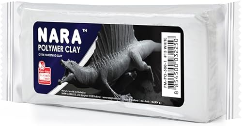 NARA Arcilla de polímero para hornear, 1 color, 1 bloque, 16.01 oz (1 libra) (blanco)