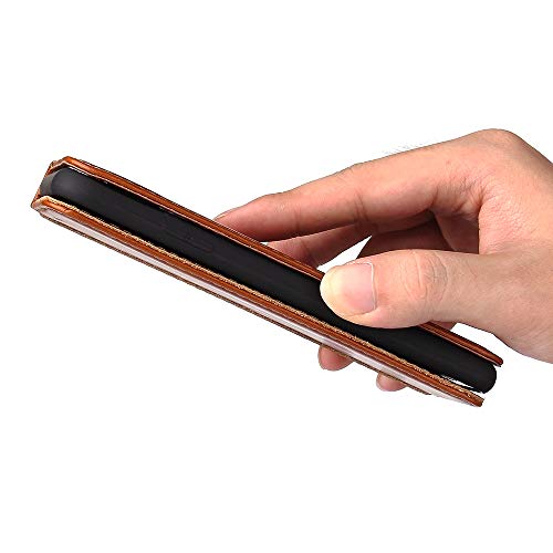 nincyee Capa carteira de couro legítimo para iPhone 12 Pro Max, fecho magnético, capa de couro legít