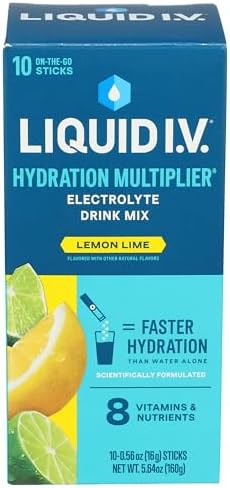 Liquid I.V. Hydration Multiplier (Lemon Lime, 0.56oz)- Pack of 10
