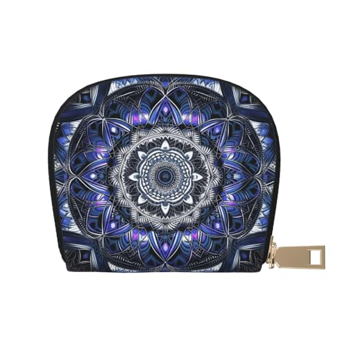 Rectangle Mandala Credit Card Holder Wallet, Leather Zipper Card Wallet For Women Ladies Rfid Blocking Card Case Small Coin Purse Accordion Wallet Gift