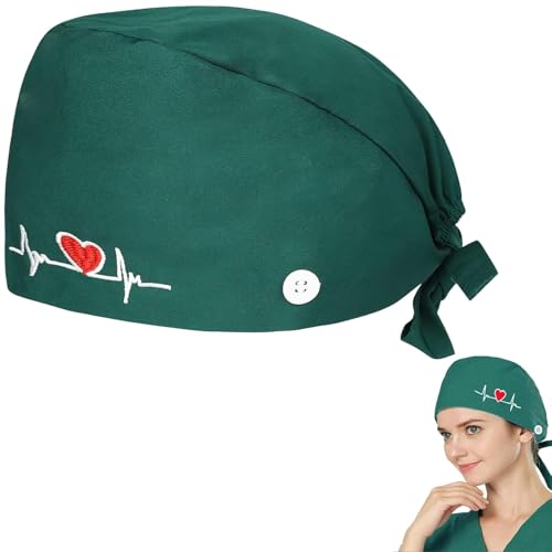 Op Haube Stoff OP Hauben Stoff Krankenschwester Zubehör für Ärzten, Krankenschwester Kappe, Verstellbare Arbeitskappe Staubkappe Krankenschwestern Zahnärzten Pharmazeuten Tierärzten (Grün)