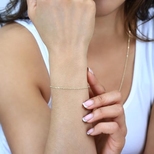 Nuragold 14k Real Yellow Gold 1.5mm Solid Rope Chain Diamond Cut Bracelet or Anklet (7"-9") Italian Jewelry for Men & Women4