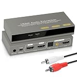 NEWCARE Hdmi Audio Extractor 4k@60H, HDMI Splitter Audio Converter with 7.1CH Atmos/Optical Toslink SPDIF/ 3.5mm Audio Out, Supports 7.1 Amplifier/HDR/All 5.1/HDMI 2.0, for PS5, X Box