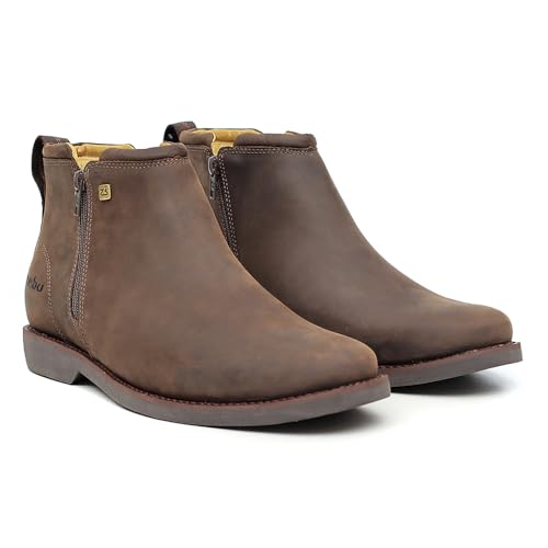 Botina Masculina de Couro Legitimo Palmilha Gel Zebu Original com Zíper Mustang Graxo (GRAXO, BR, Ad