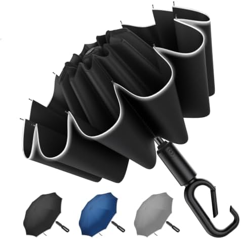Auto Reverse Folding UV Travel Umbrella, Rain Sun Use, 360 Reflec...