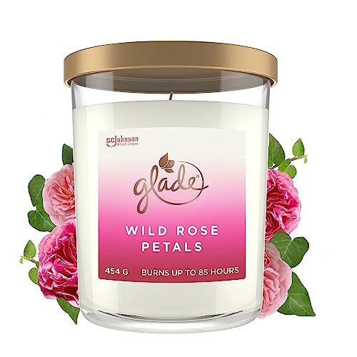 Glade Extra Große Duftkerze im Glas, Geschenk, Wild Rose Petals, 454g,...