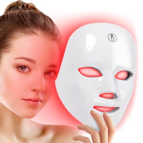 LED Face Mask - Red Light Therapy Face Mask for Skin Rejuvenation, Collagen Boost with 7 Color LED Light Therapy Facial Mask, Anti-Aging, and Acne Treatment, Home Beauty Device for Glowing Skin