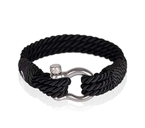 Survival Bracelet for Men | Handmade Paracord Accesorry | Classic Rope Gift | Sailing Bracelet | Decorative Rope | Black Color S-1-7.5