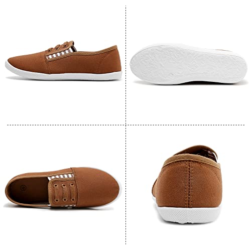 Kufeiti Women'S Canvas Slip On Shoes Sneakers For Women Fashion Comfortable White Black Elastic Sneakers For Women thumb #5