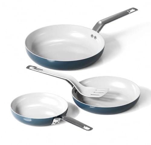 Image of Ceramic Frying Pan Set with Spatula, Nonstick Cookware Set 8 /9.5 /11 Inch | Swiss Nonstick Coating, PFAS /PTFE /PFOA-Free, Stackable Design, Oven & Dishwasher Safe