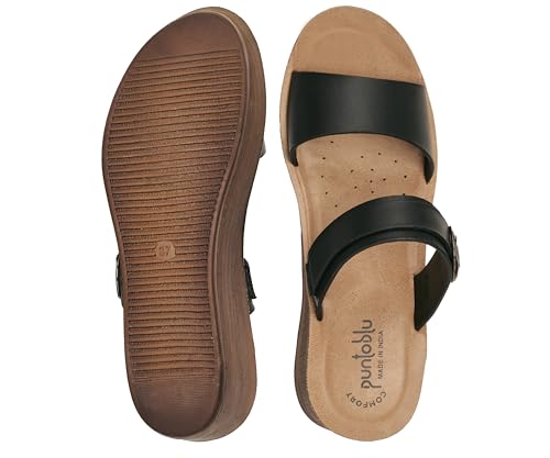 Image of puntoblu Cushion Comfort Designer Platform Heels for Women | Comfortable Padded Footbed | Anti-Skid & Durable Wedge Heel Slippers for Girls | Ideal for Casual, Party & Ethnic Wear