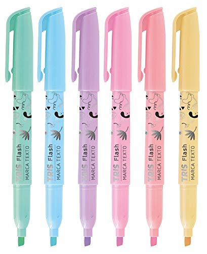 Marca Texto Flash - Pastel - Estojo C/6 Cores - Tris