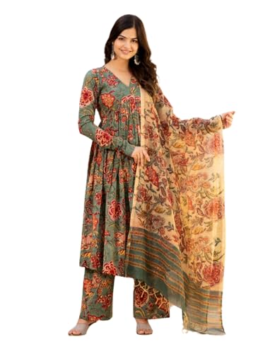 GRECIILOOKS Rayon with Dupatta Kurti Festive Set for Women | Regular Fit Kurta (GL-K2747&P169&D106_Green_2XL) (B0DC6PCV3Y) Amazon Price History, Amazon Price Tracker