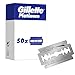 Gillette Platinum, Lot de 50 lames de rechange pour rasoir classique, pour homme