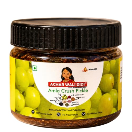 Achar Wali Didi | Amla Crush Pickle in Fresh | Homemade Awle ka Achaar without Onion & Garlic | Traditional Lemon Chunda Style Sweet & Sour | Seedless Indian Gooseberry | Less Oil, Preservative-Free | Tangy Amle ka Achar | Traditionaly made (500g)