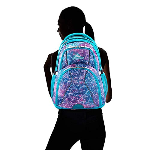 Image of High Sierra Swerve Laptop Backpack, Sequin Facets /Bluebird /White, One Size