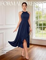 AOCZZ Neckholder Abendkleid Damen Lang für Hochzeitsgast Vokuhila – Ansicht 3