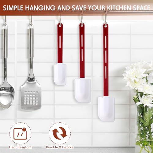 Norme 6 Pcs High Temp Silicone Spatulas Heat Resistant Rubber Spatula Commercial Silicone Scraper with Handle for Kitchen Cook Baking Mixing Utensil, Dishwasher Safe (10,14,16.5 Inch) by Norme - Used condition - Image 3