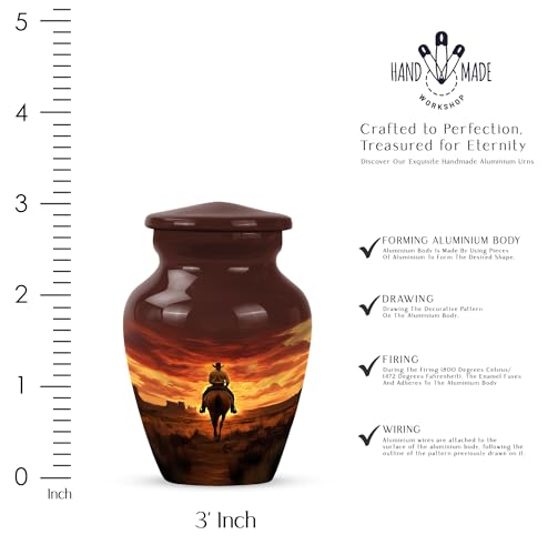 Image of Cowboy Urn - Small Urn for Human Ashes Keepsake - Urns for Ash Adult Male - Mini Urns for Human Ashes - Cremation Keepsakes for Ashes for Women - Size 3 Inch, Pack of 4