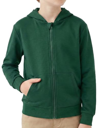 Image of Spring&Gege Boys Zip up Hoodie Soft Solid Classic Full Zip Hooded Sweatshirts for Kids (3-14 Years)