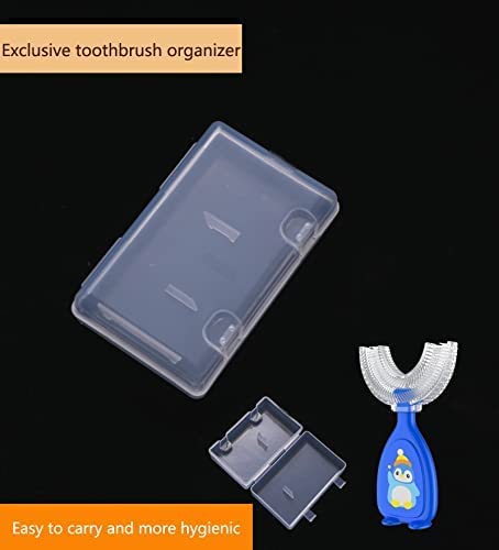 U Shaped Toothbrush For Kids, Whole Mouth Toothbrush 360 Clean Teeth,Food Grade Soft Silicone Brush Head, Teeth Whitening For Kids, Suitable For Age 2 6 Todlder(2 Pcs Navy Blue + Orange With Box) #TOP1