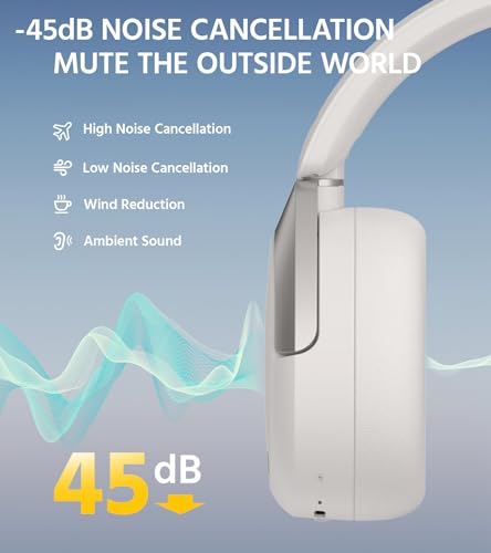 Image of Edifier W830NB Wireless Over Ear Headphones with -45dB Active Noise Cancelling, 94H Playtime, LDAC Hi-Res Sound, Spatial Audio, Fast Charging, Multipoint Connection, Bluetooth V5.4 - Sandwhite