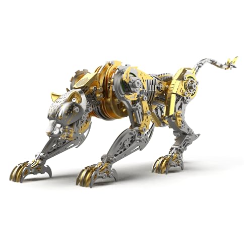 3D Metal Puzzle for Adults, 506Pcs Mechanical Leopard Model Kit (Gold)