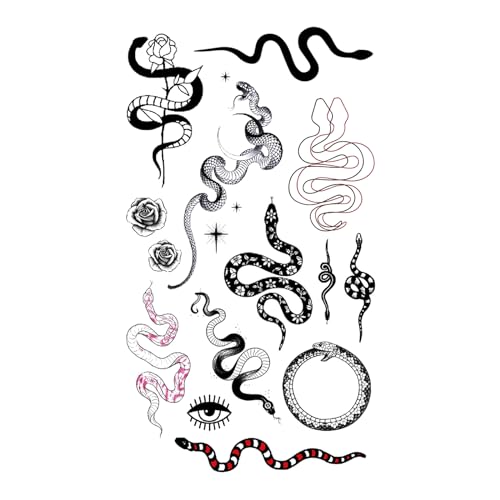 MapofBeauty 2 pcs Black Snake Prints Temporary Waterproof Tattoo Sticker