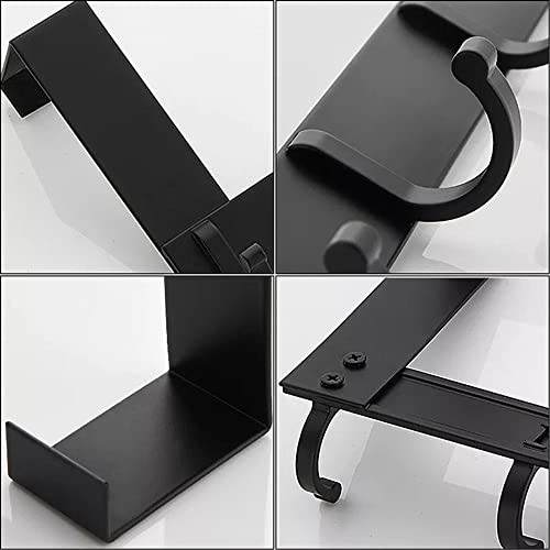 SystemsEleven Over Door Hooks Coat Hangers Over The Door Hooks Heavy Duty Door Hanger for Coats Robes Hats Clothes Towels Hanging Towel Rack Organizer (Black - Image 4
