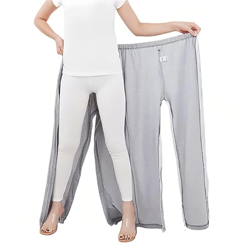 TUPOSTAR Pantalon pour Patients AlitéS, VêTements pour Patients (Hommes Et Femmes), Pantalon EntièRement Ouvrable pour L'Incontinence, pour Personnes AlitéEs De Longue DuréE,Gris,M