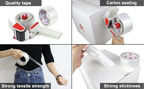 BOMEI PACK Heavy Duty Packaging Tape Dispenser, 2 Inch Tape Gun with Clear Tape, 1 Dispenser + 2 Rolls (Clear) by BOMEI PACK - Image 7