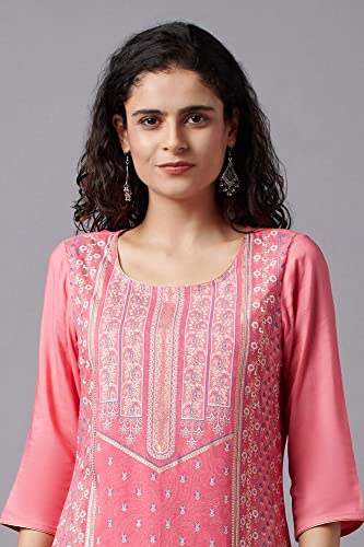 Image of Aurelia Women's Viscose Regular Fit Floral Regular Kurta