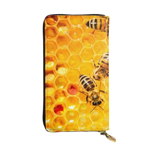 Portefeuille pour femme en cuir synthétique durable à motif abeille et finitions soignées