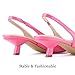 JENN ARDOR Pink Kitten Heels for Women Pinted Toe Kitten Slingback Dressy Low Heeled Sandals Fashion Casual Dress Shoes Size 7.5