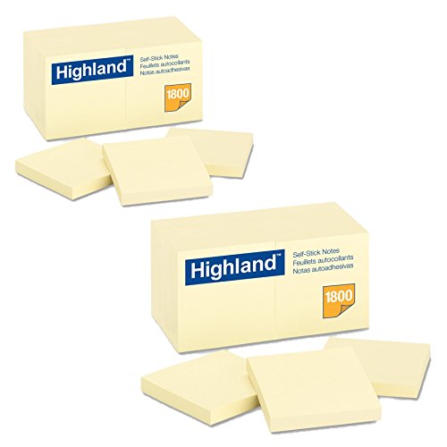 Highland Notes, 3 x 3-Inches, Yellow, 36-Pads, (18/Pack)