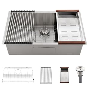 27 Inch Undermount Kitchen Sink -Bokaiya 27×19 Stainless Steel Undermount Kitchen Sink 18 Gauge Deep Single Bowl Kitchen Sink with Colander