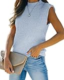Amarmia Women's Mock Neck Knit Sweater Vest Sleeveless Casual Trendy Summer Ribbed Pullover Tank Top